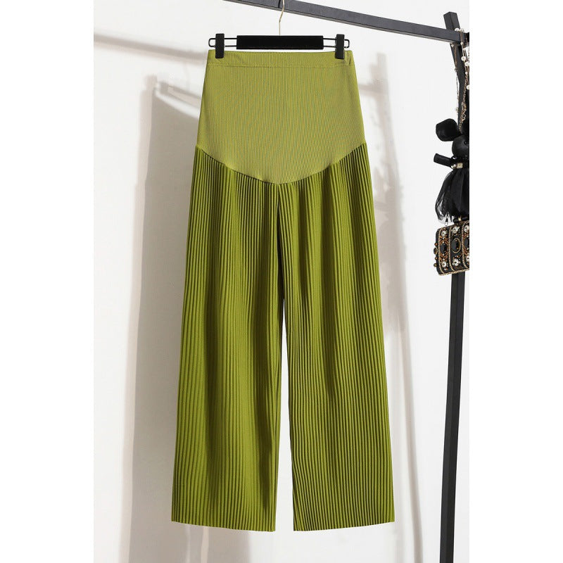 Women's Fashion Casual Pleated Ice Silk Maternity Pants