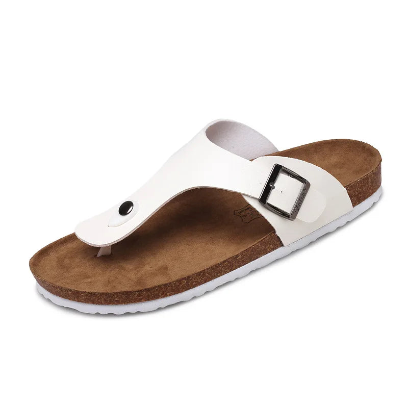 Flip Flops 2020 Men'S Leather Mule Clogs Slippers High Quality Soft Cork Slides Footwear for Men Women Unisex 35-45 Flip Flops