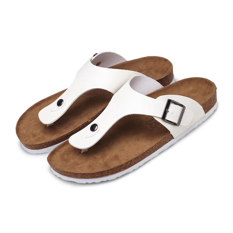 Flip Flops 2020 Men'S Leather Mule Clogs Slippers High Quality Soft Cork Slides Footwear for Men Women Unisex 35-45 Flip Flops