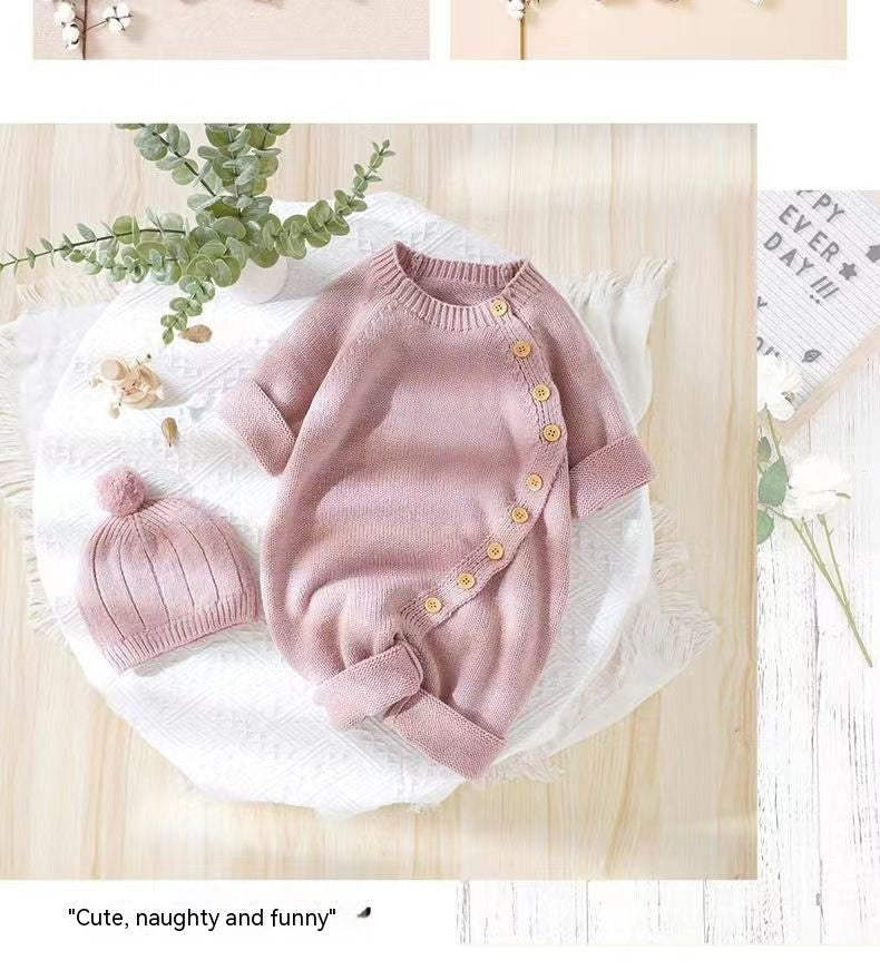 Babies' Knit Jumpsuit Male And Female Baby Sweater